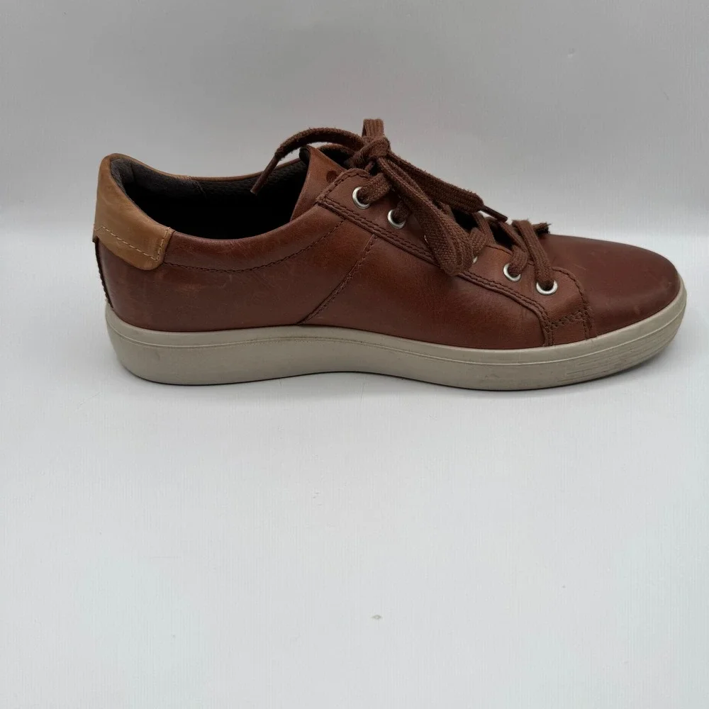 ECCO Soft 7 Sneakers Mens 43 Brown Leather Low Top Lace Up Casual Shoes